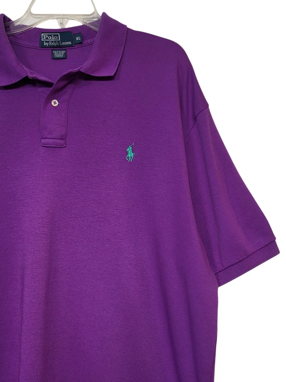 Vintage 90s Polo Ralph Lauren Men's XL Purple Polo Shirt Green Pony